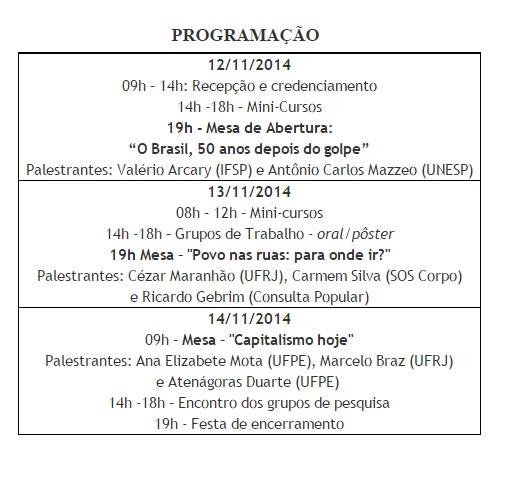 12 a 14/11/14 – encontro – 6º Encontro de Grupos de Estudos e Pesquisas Marxistas (EPMARX)