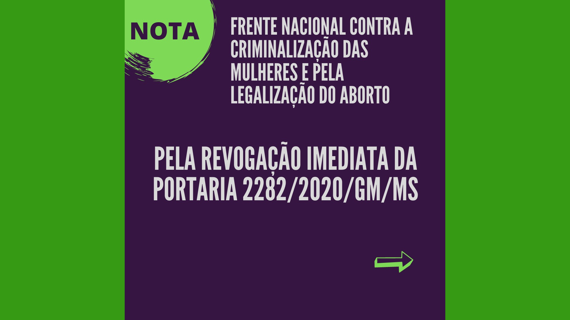 PELA REVOGAÇÃO IMEDIATA DA PORTARIA 2282/2020/GM/MS