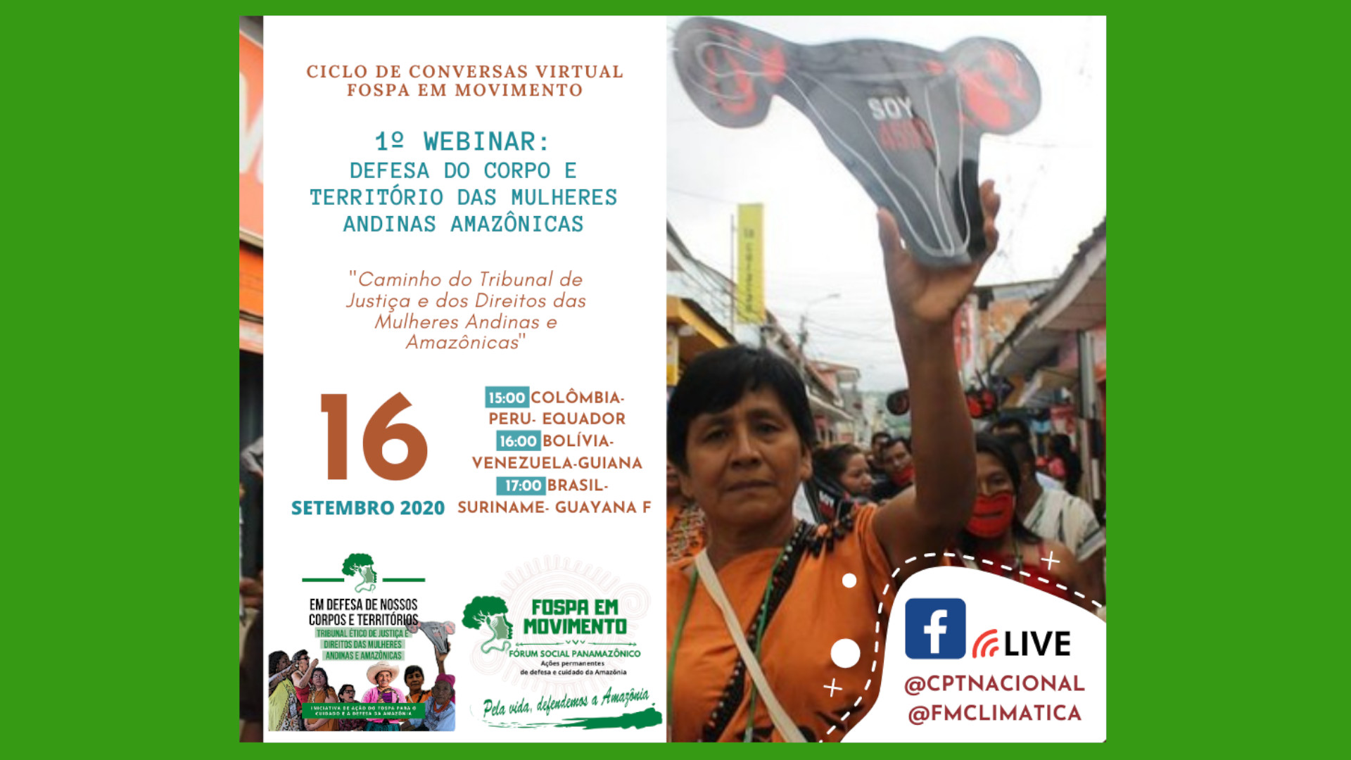 Vem aí o 1º webinar Defesa do corpo e do território da mulher andina amazônica