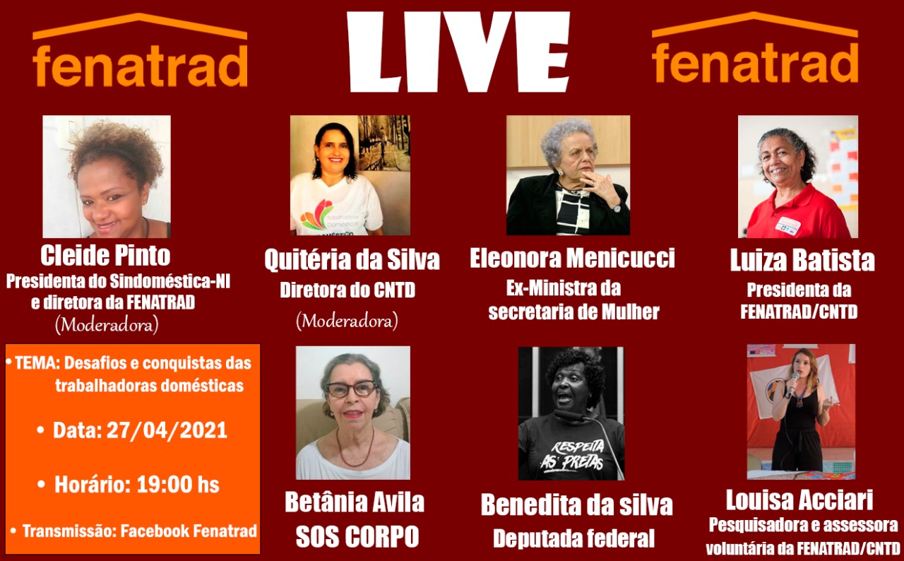 Live da FENATRAD discute os desafios e as conquistas das trabalhadoras domésticas no Brasil