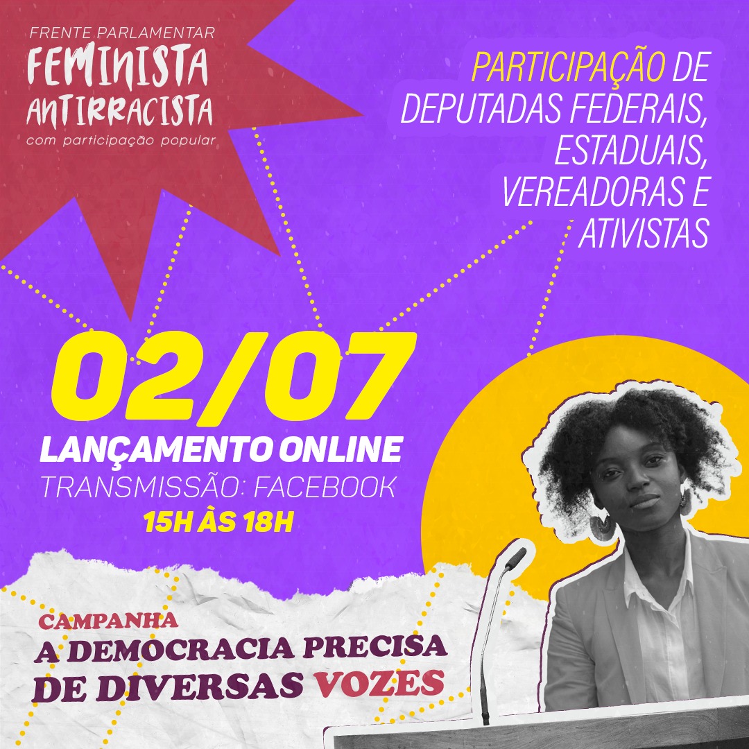 Lançamento da campanha A DEMOCRACIA PRECISA DE DIVERSAS VOZES acontece dia 2 de julho