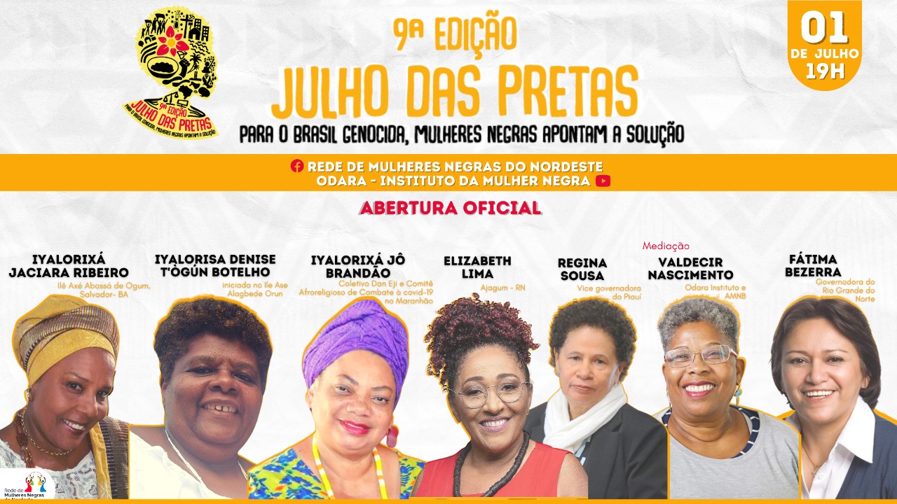 Abertura da 9ª edição do Julho das Pretas acontece nesta quinta (1) com debate sobre pandemia, vacinação e genocídio antinegro