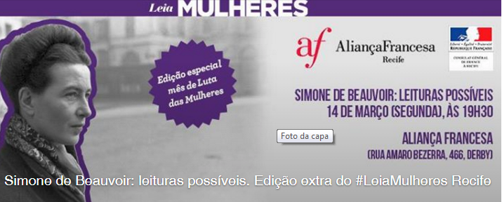 14/03/16, 19h30, no Recife – Simone de Beauvoir: leituras possíveis [#leiamulheres]